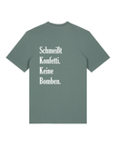 Bio-Baumwolle T-Shirt mit "Schmeißt Konfetti. Keine Bomben." - Special Edition