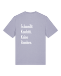 Bio-Baumwolle T-Shirt mit "Schmeißt Konfetti. Keine Bomben." - Special Edition