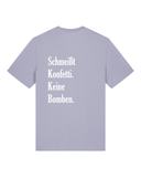 Bio-Baumwolle T-Shirt mit "Schmeißt Konfetti. Keine Bomben." - Special Edition